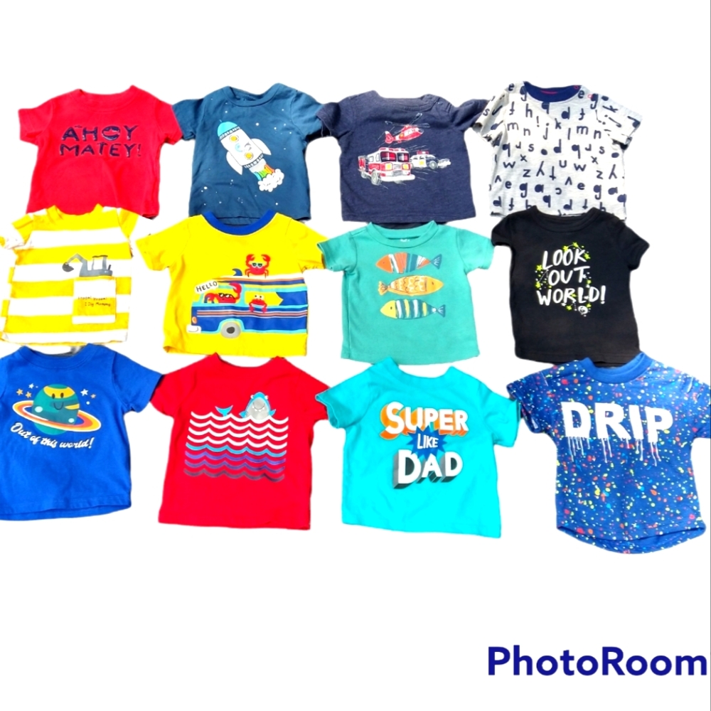 Boys 3-6 month 12 piece! graphic Shirt lot.